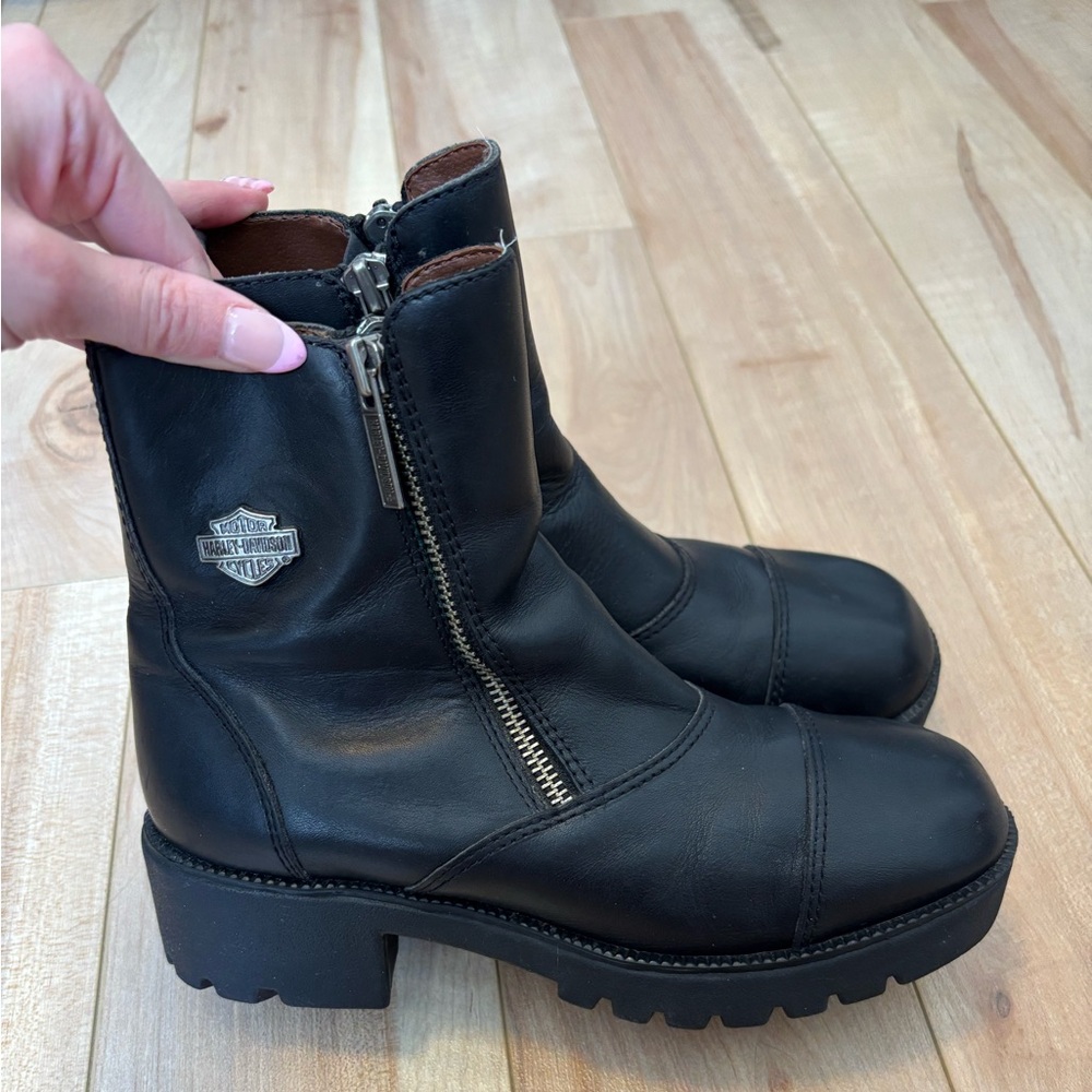 Harley-Davidson Starter Switch Black Leather Boots Size 7.5 Women’s
